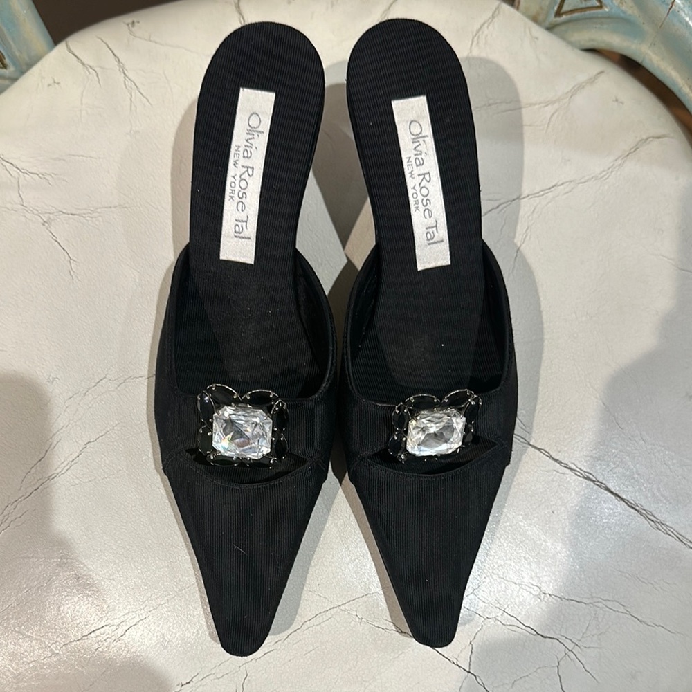 Olivia Rose Tal Black Women's Shoes with Crystal Accent